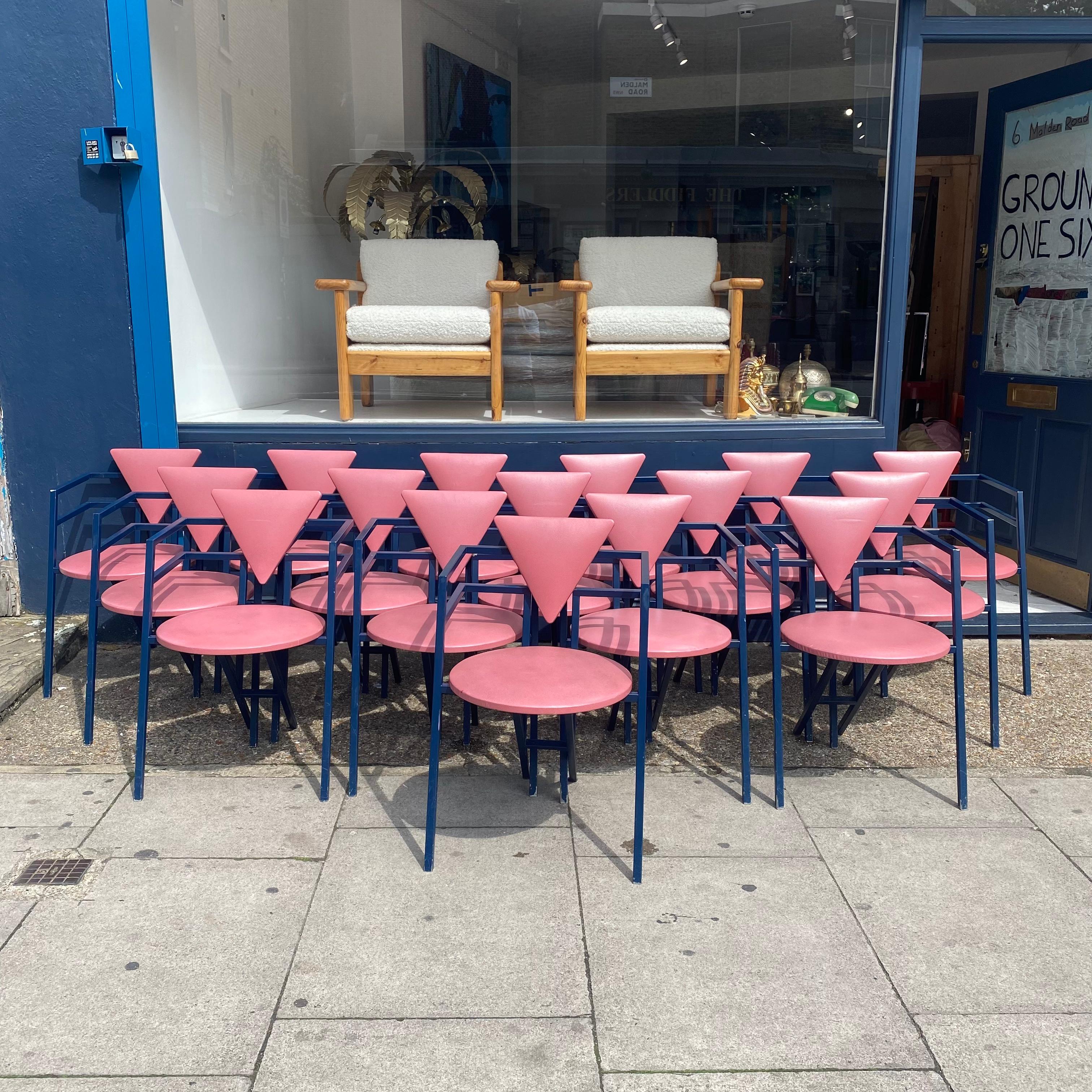 Druillet Postmodern 1980s Blau Rosa Esszimmerstuhl Jean Allemand Vintage Memphis im Angebot 4