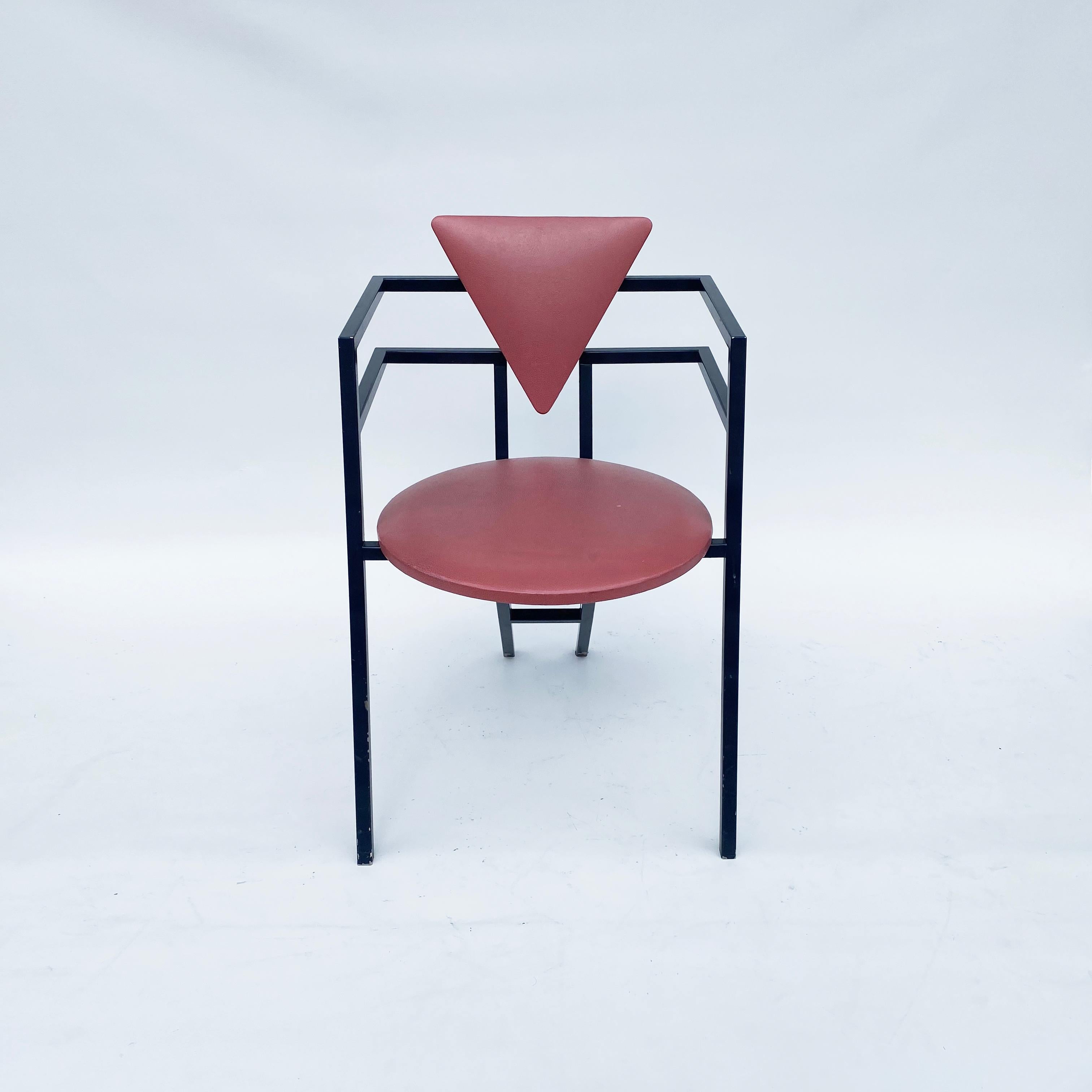 Druillet Postmodern 1980s Blau Rosa Esszimmerstuhl Jean Allemand Vintage Memphis (Französisch) im Angebot