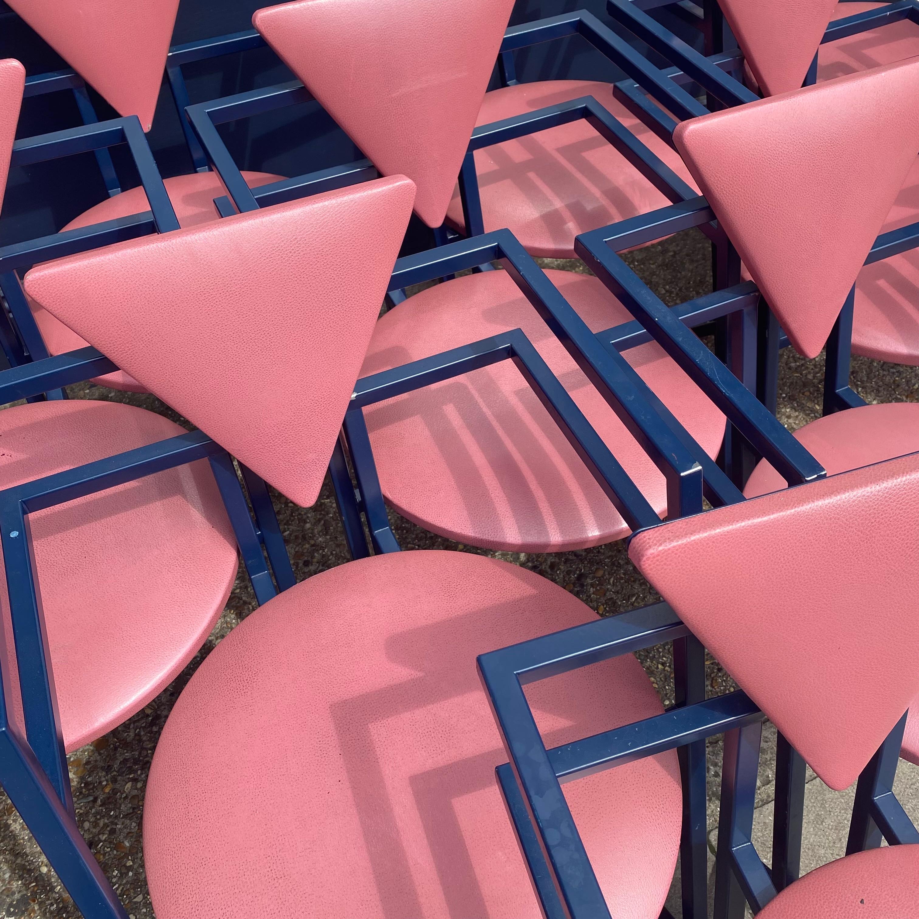 Druillet Postmodern 1980s Blau Rosa Esszimmerstuhl Jean Allemand Vintage Memphis im Angebot 1