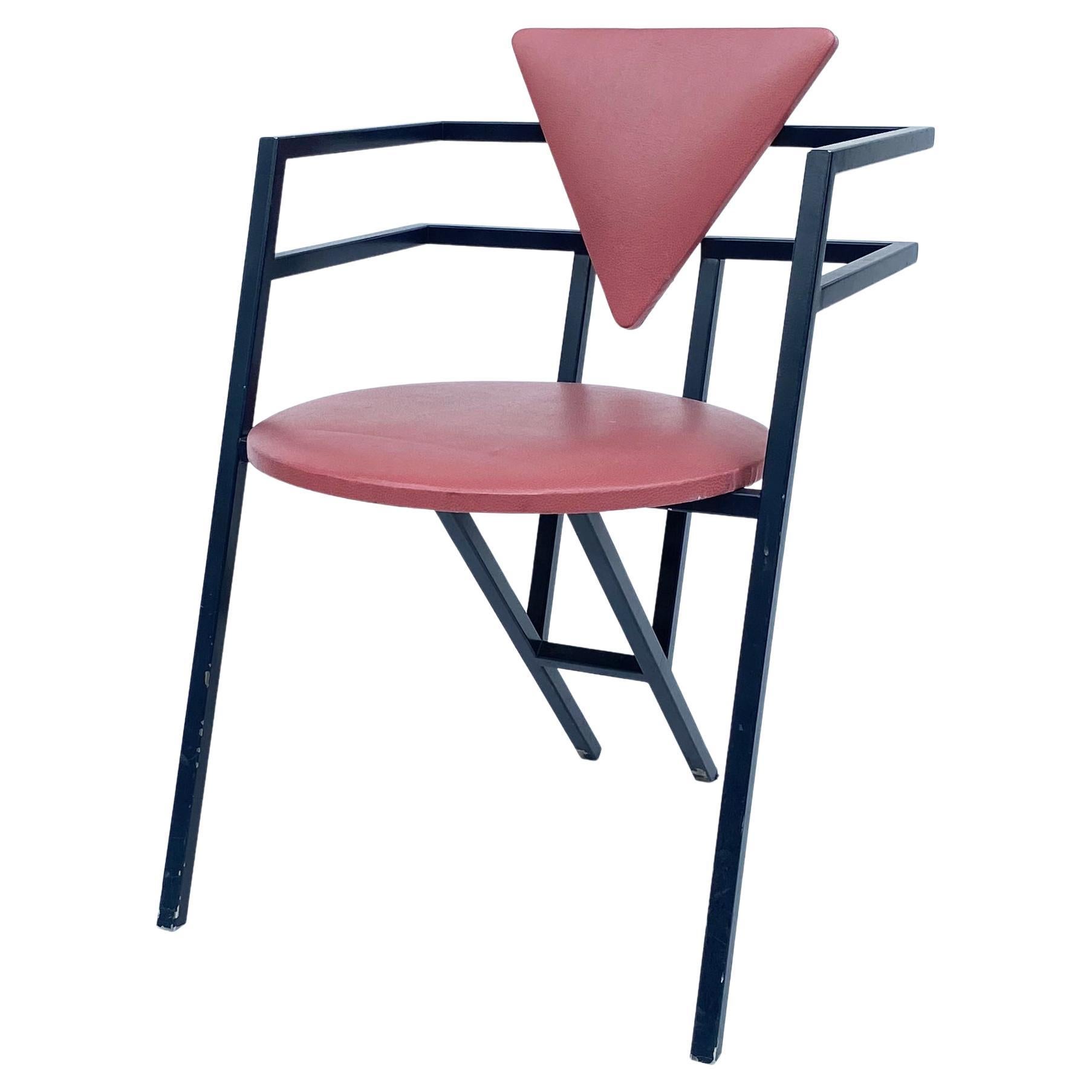 Sedia da pranzo Druillet postmoderna anni
80 blu e rosa Jean Allemand Vintage Memphis