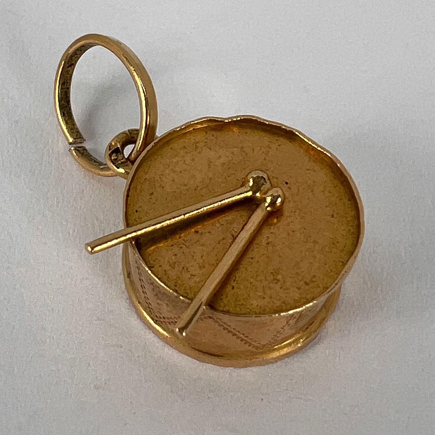 Drum 18K Yellow Gold Charm Pendant For Sale 7