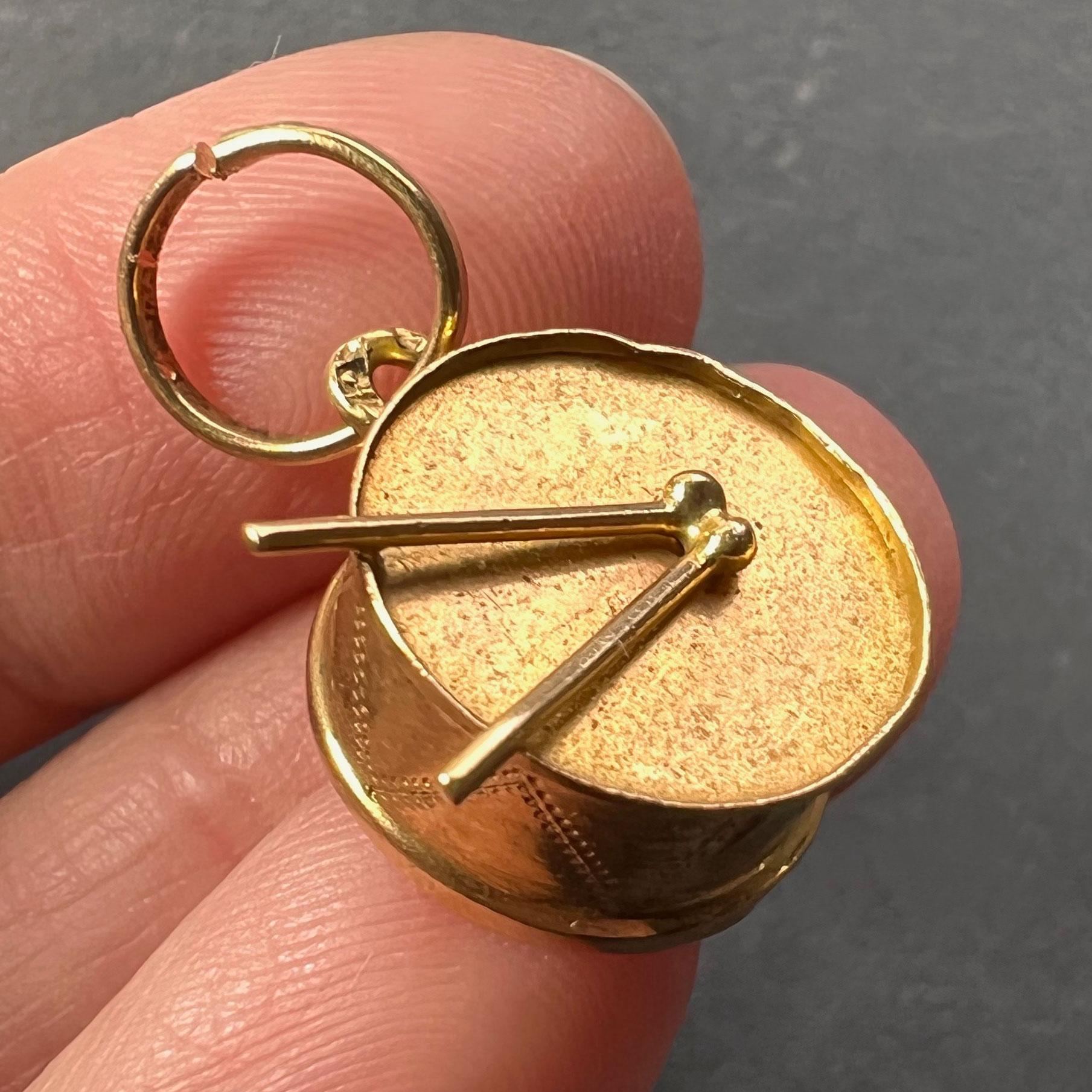 Drum 18K Yellow Gold Charm Pendant For Sale 3