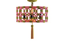 Drum Chandelier Wrapped in Passementerie and Silk Cords