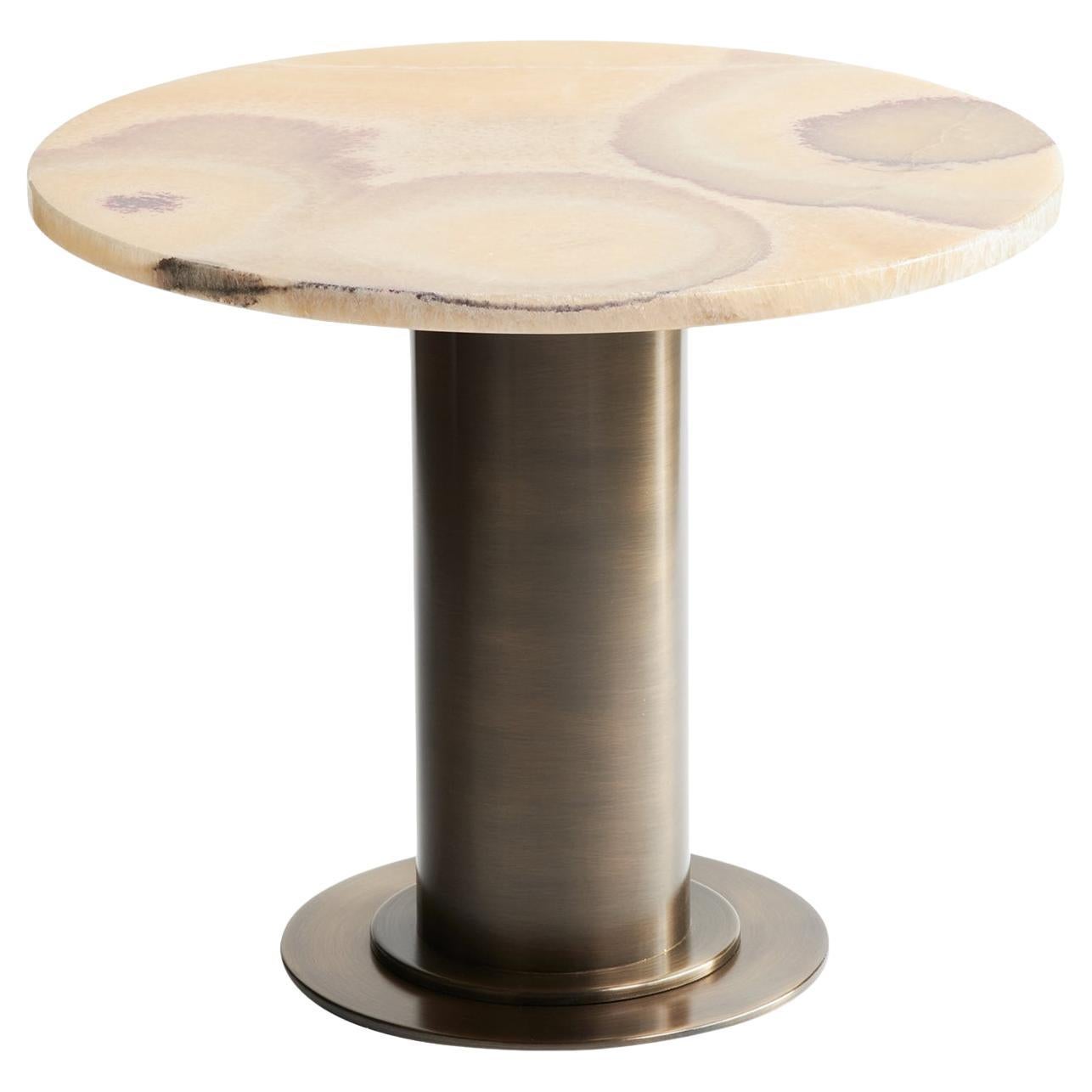 Beistelltisch aus Trommelbronze undffegrünem Onyx von Matlight Milano im Angebot