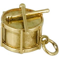Drum Charm, 14 Karat Gold, Handmade circa 1950