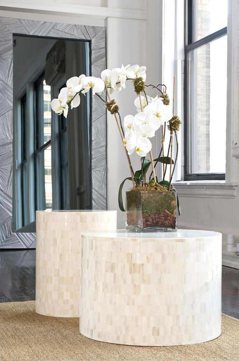 Drum End Table/Stool with Bone Marquetry For Sale at 1stDibs