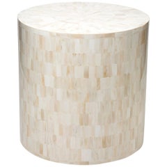 Mesa auxiliar/taburete Drum con marquetería de hueso- en stock