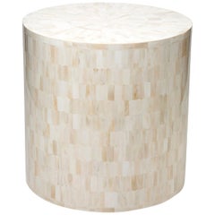 Drum End Table/Stool with Bone Marquetry- in stock