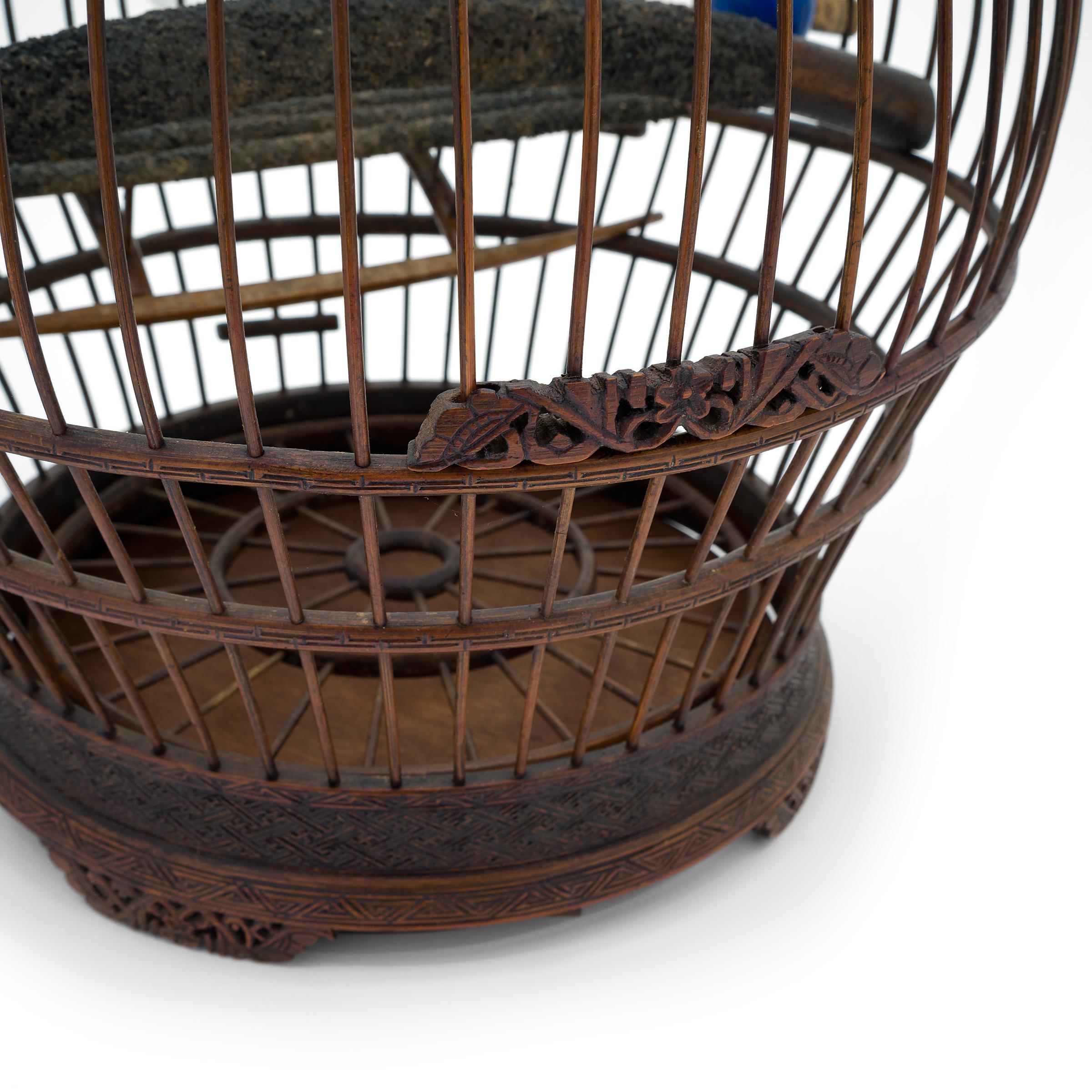 XIXe siècle Cage à oiseaux chinoise en forme de tambour avec fausses branches, vers 1850