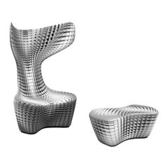 Drum Large Armchair with Pouf in Bielastico Color by Mac Stopa for Cappellini