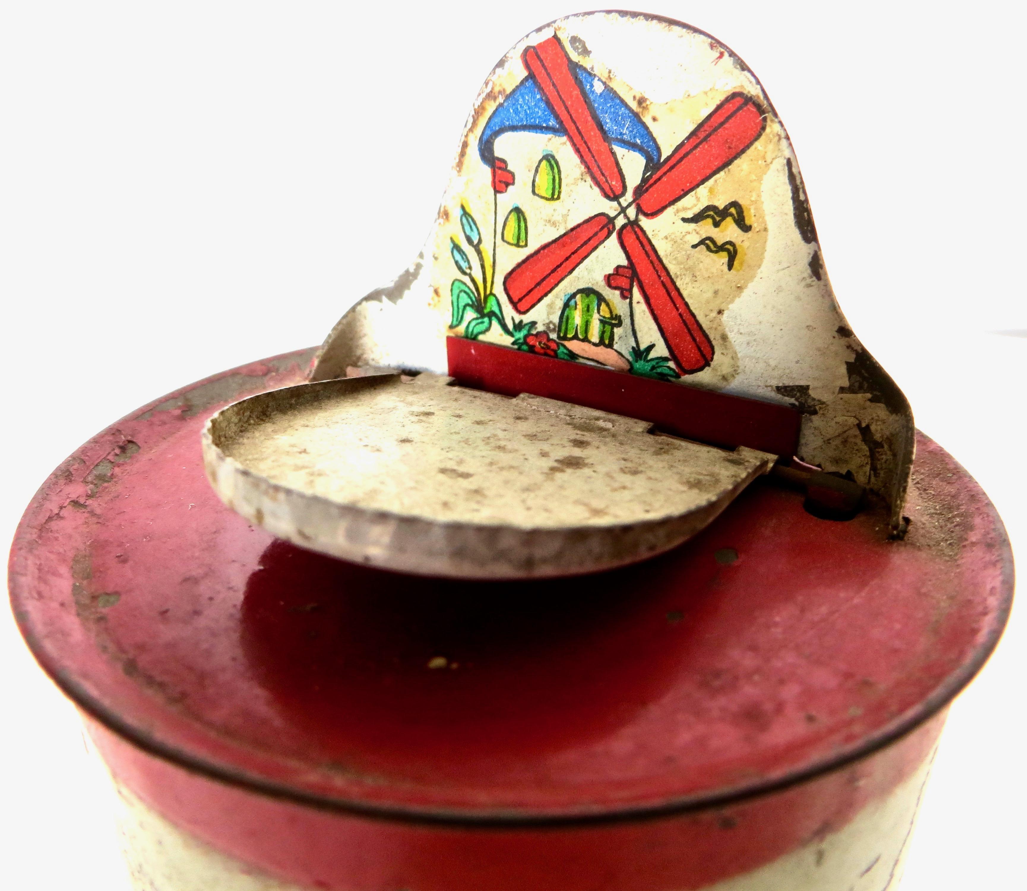 Hand-Painted Drum Mechanical Bank, Probably, German, circa 1930