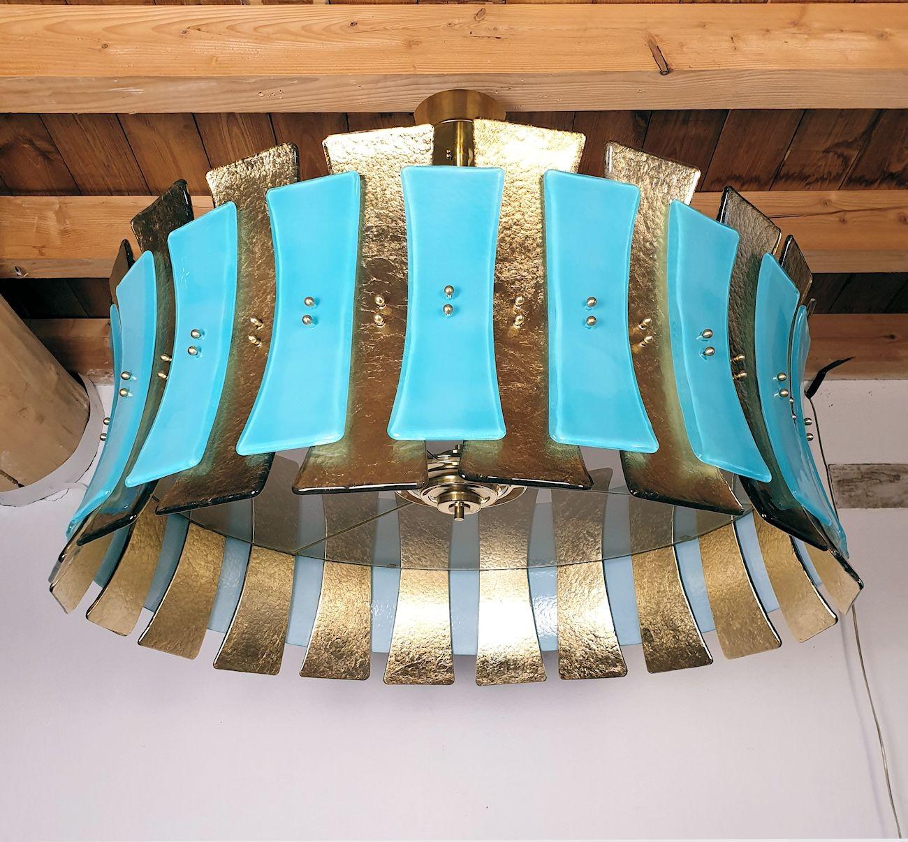 Lampadario a tamburo in vetro di Murano In condizioni ottime in vendita a Dallas, TX