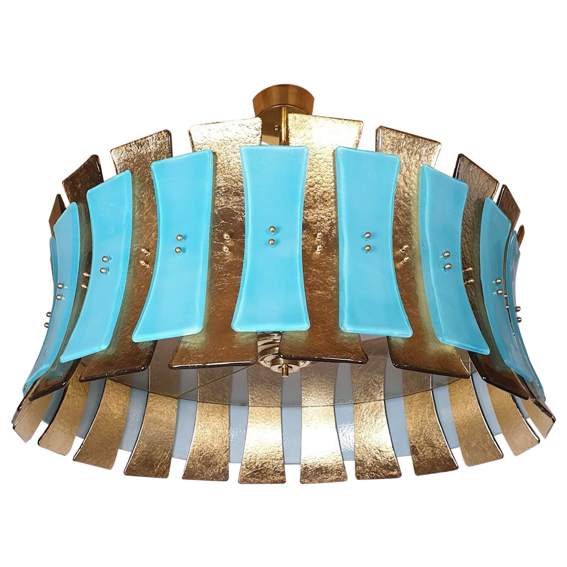 Drum Murano glass chandelier For Sale