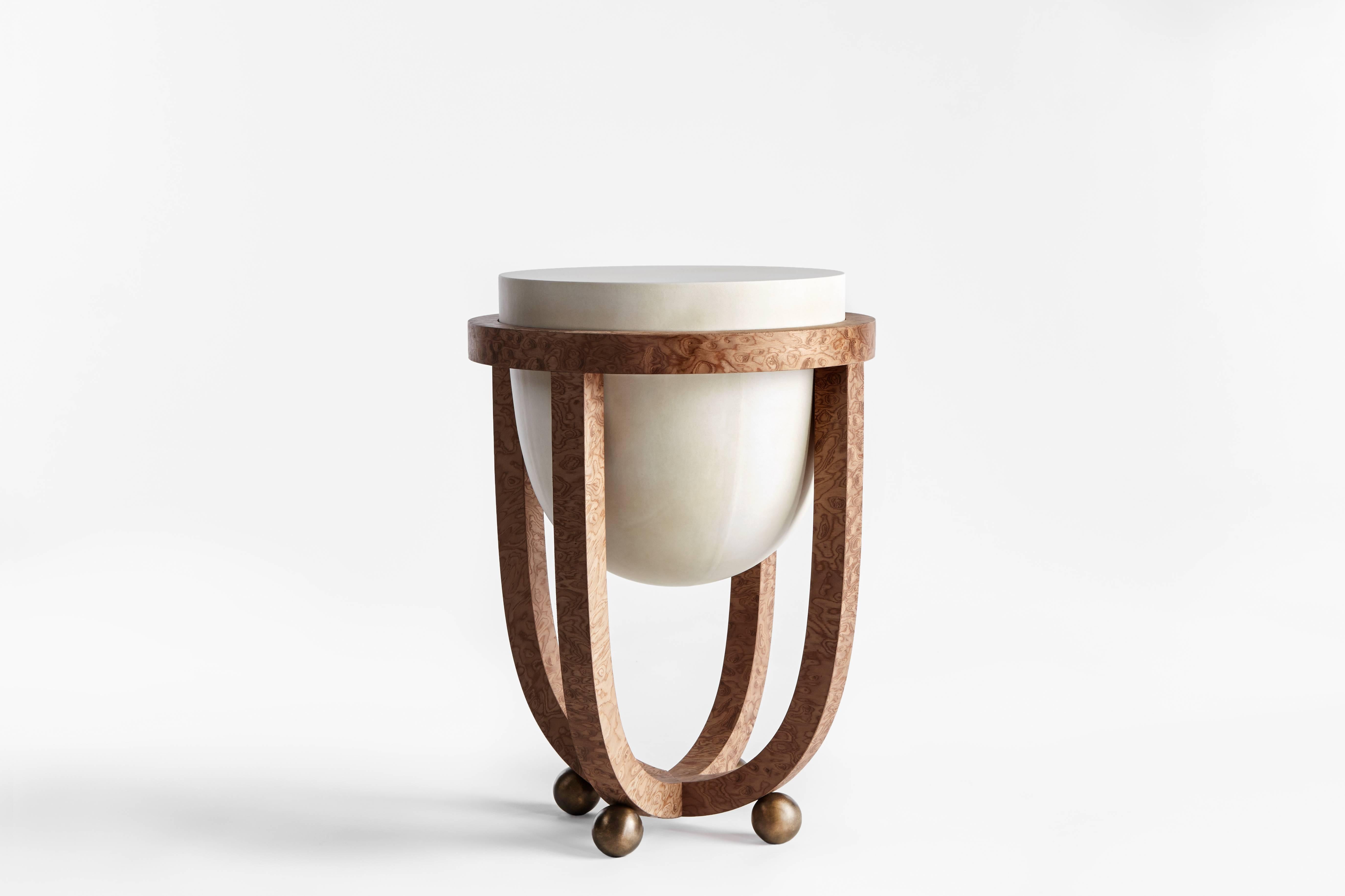 Veneer Drum Occasional Table by Apparatus For Sale