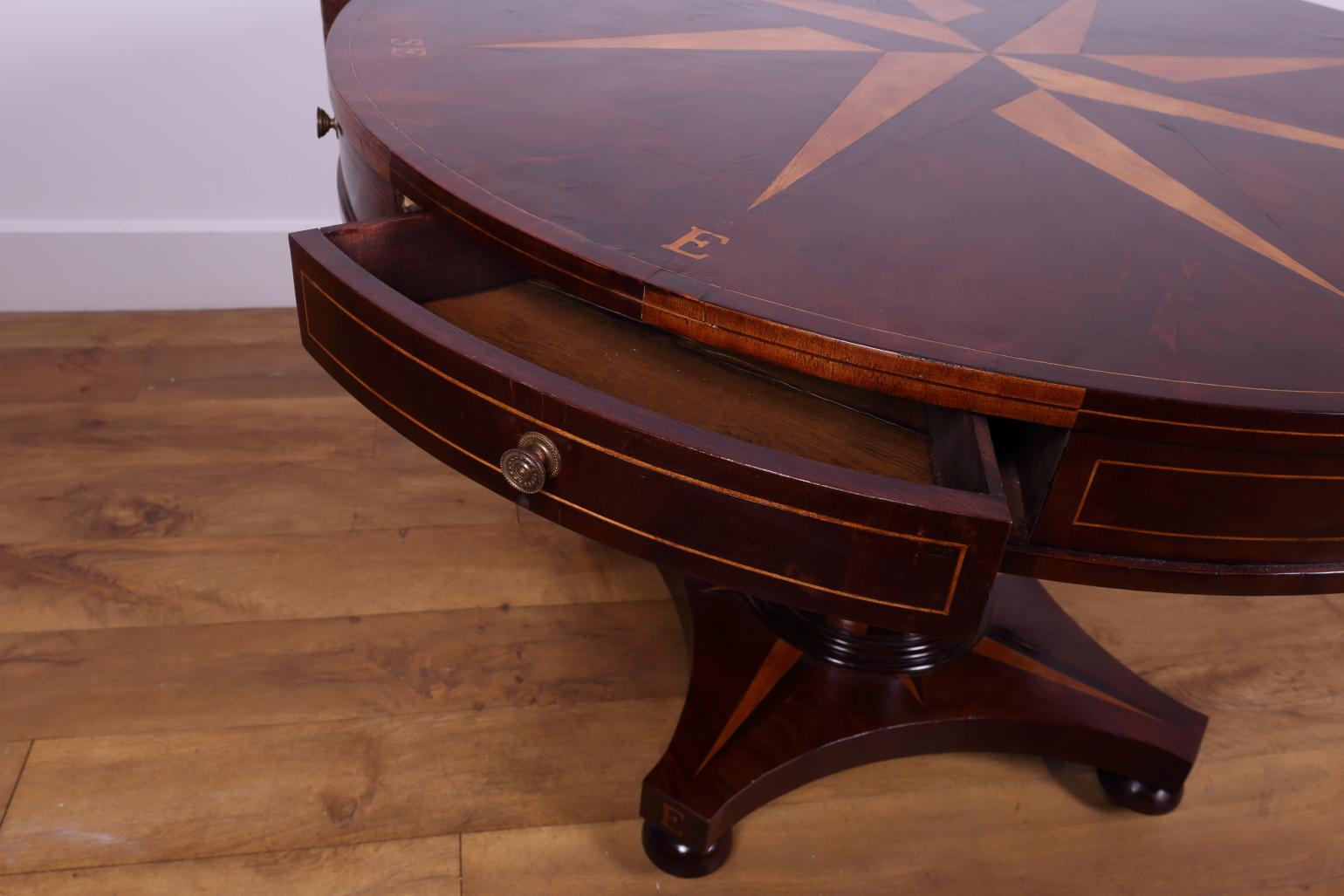 Drum or Round Table, Unusual with Compass Markings In Good Condition For Sale In Stratford upon Avon, GB