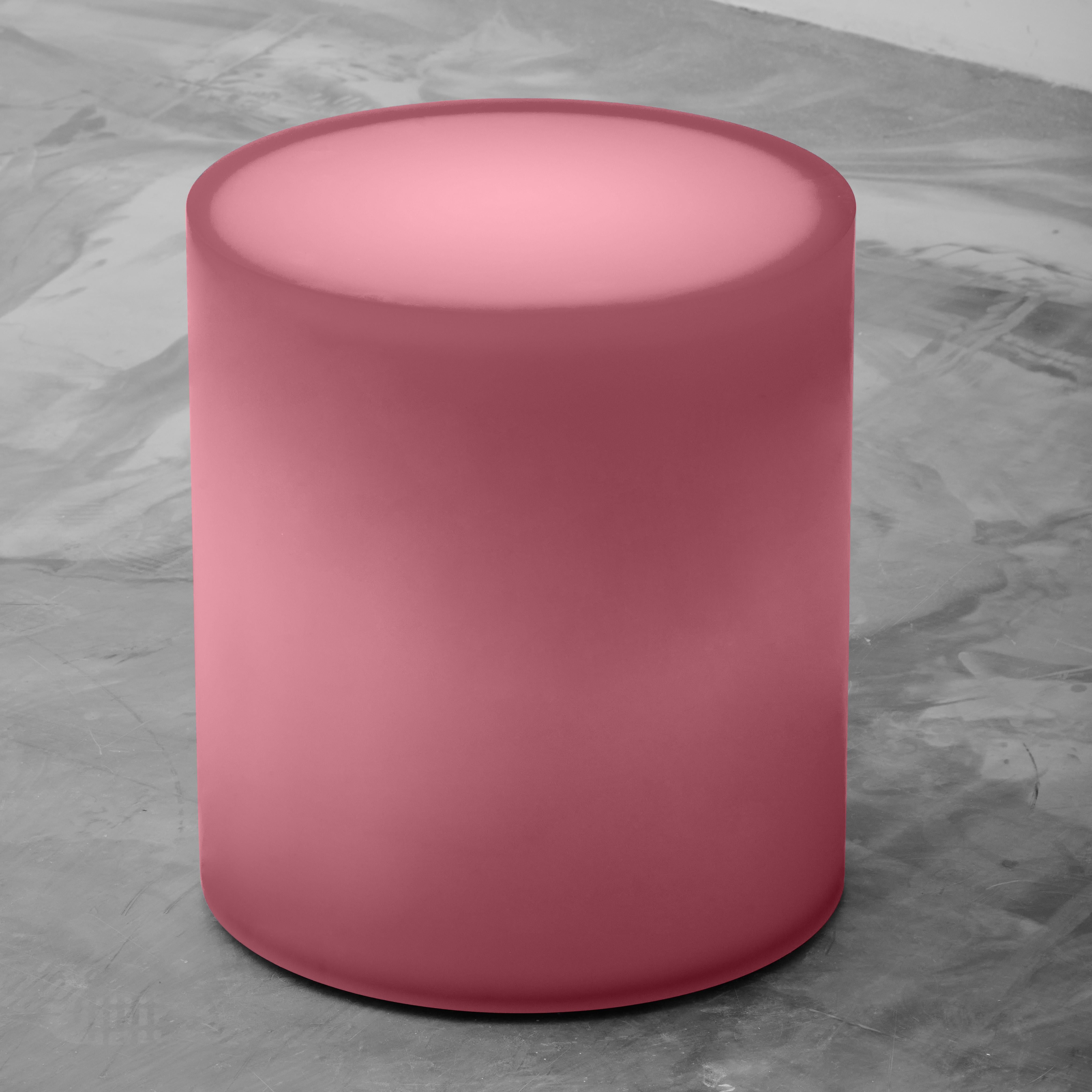 Contemporary Drum Resin Side Table/Stool In Dusty Pink by Facture, REP by Tuleste Factory For Sale
