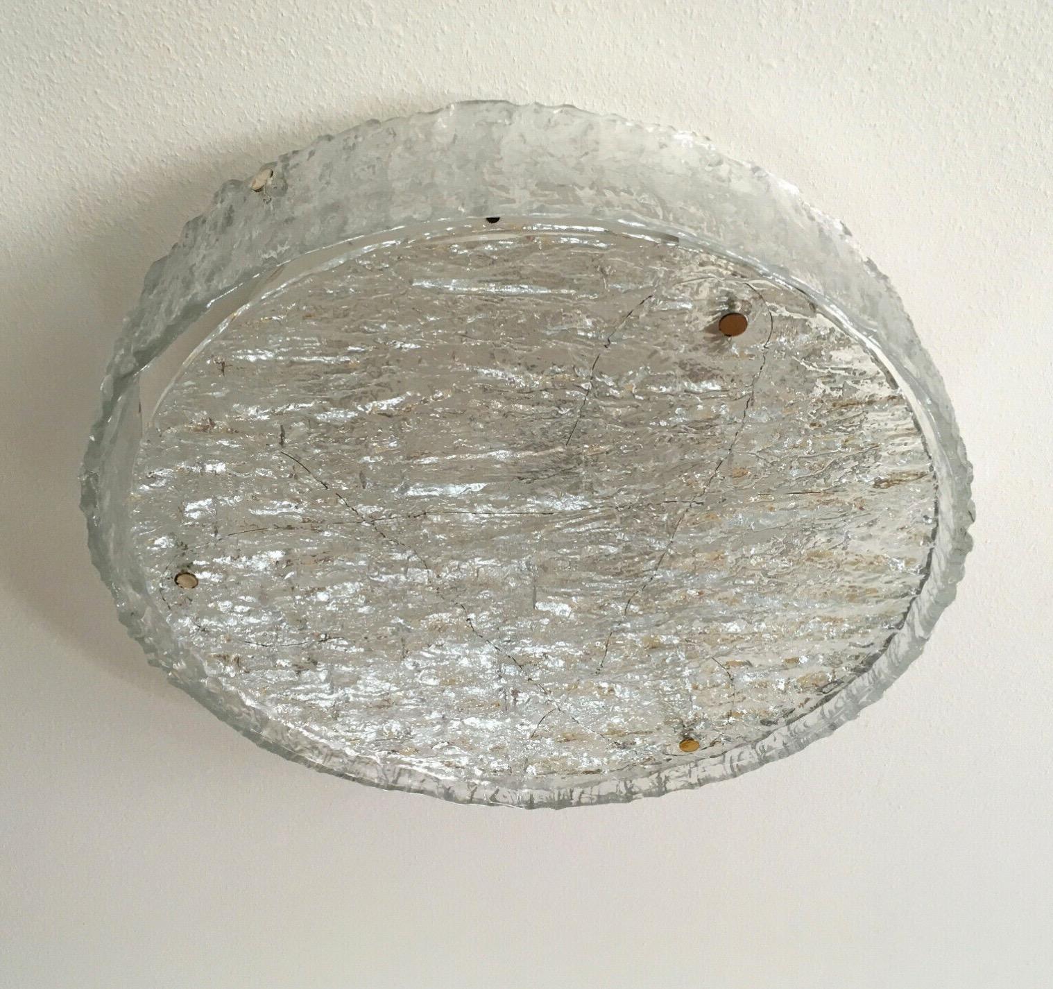 Drum Shaped Glass Flush Mount by Kaiser, Germany, 1960 For Sale 2