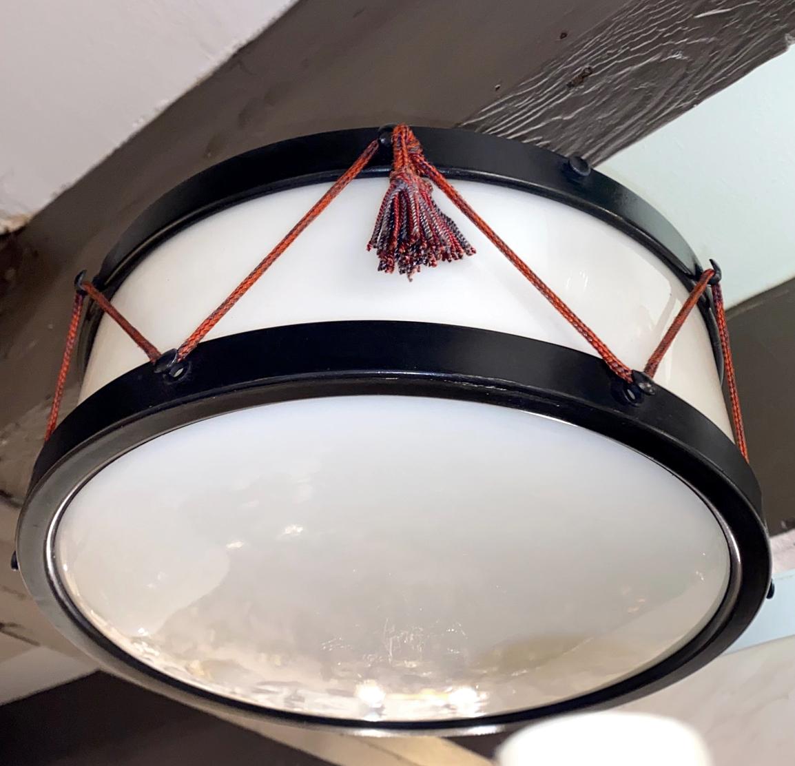 French Drum Shaped Light Fixture For Sale