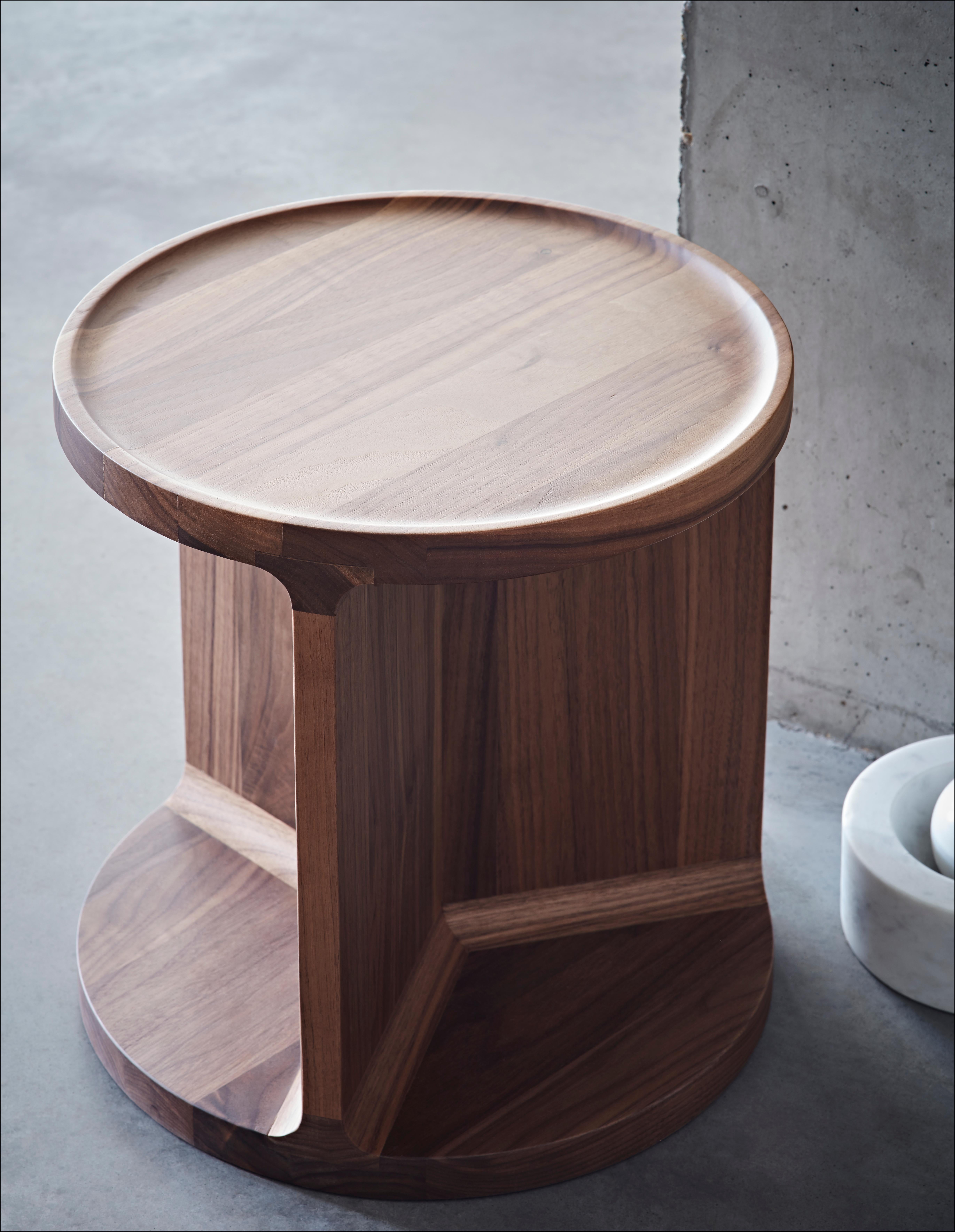 Walnut Drum Side Table by Dare Studio