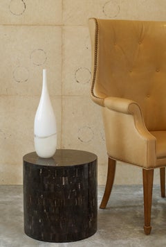 Drum Stool or Table Made with Horn Marquetry, Serenity