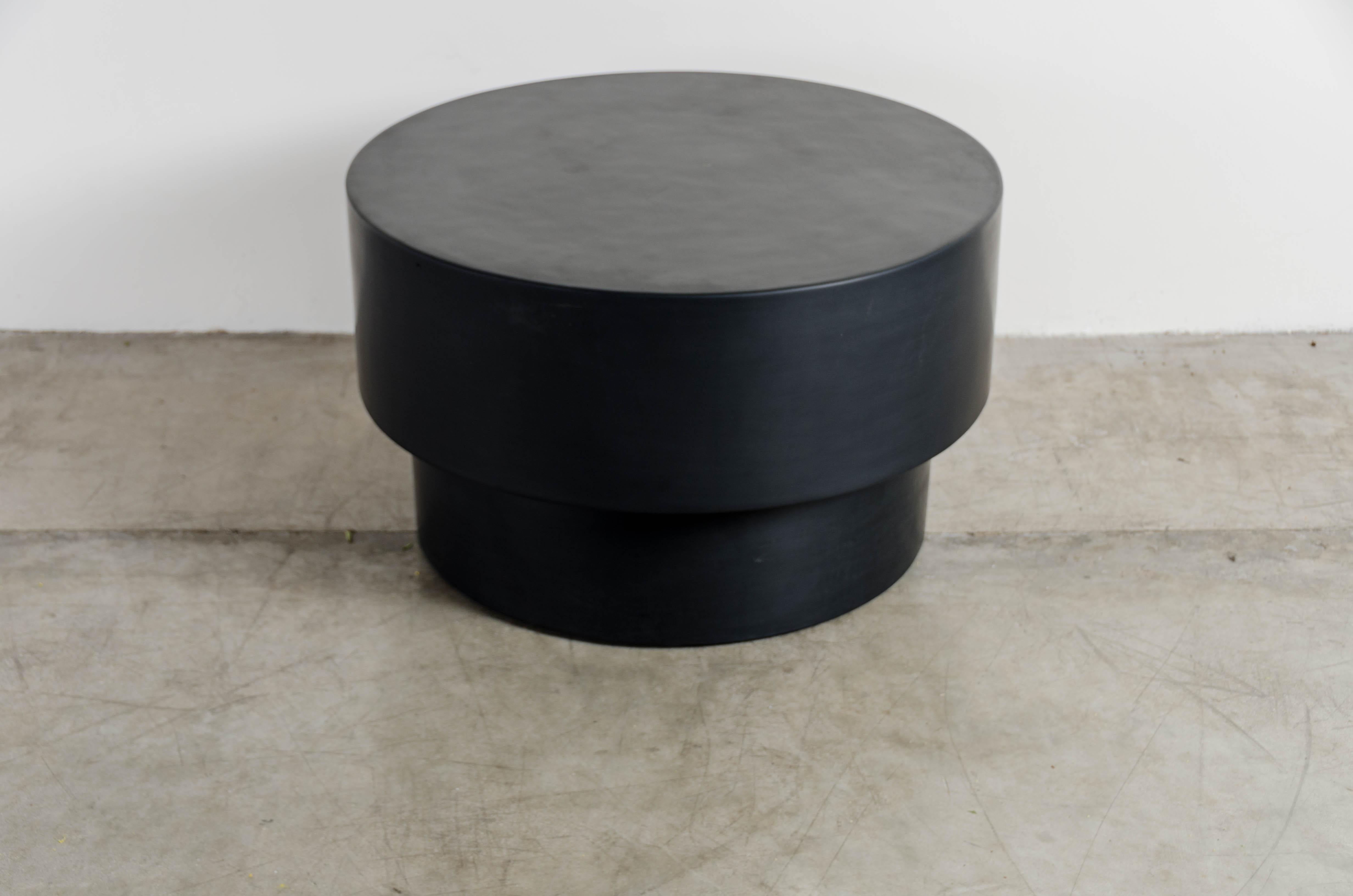 Drum Table, Black Lacquer by Robert Kuo, Handmade, Limited Edition In New Condition For Sale In Los Angeles, CA