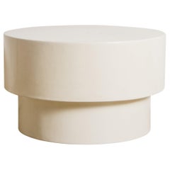 Drum Table, Cream Lacquer by Robert Kuo, Handmade, Limited Edition