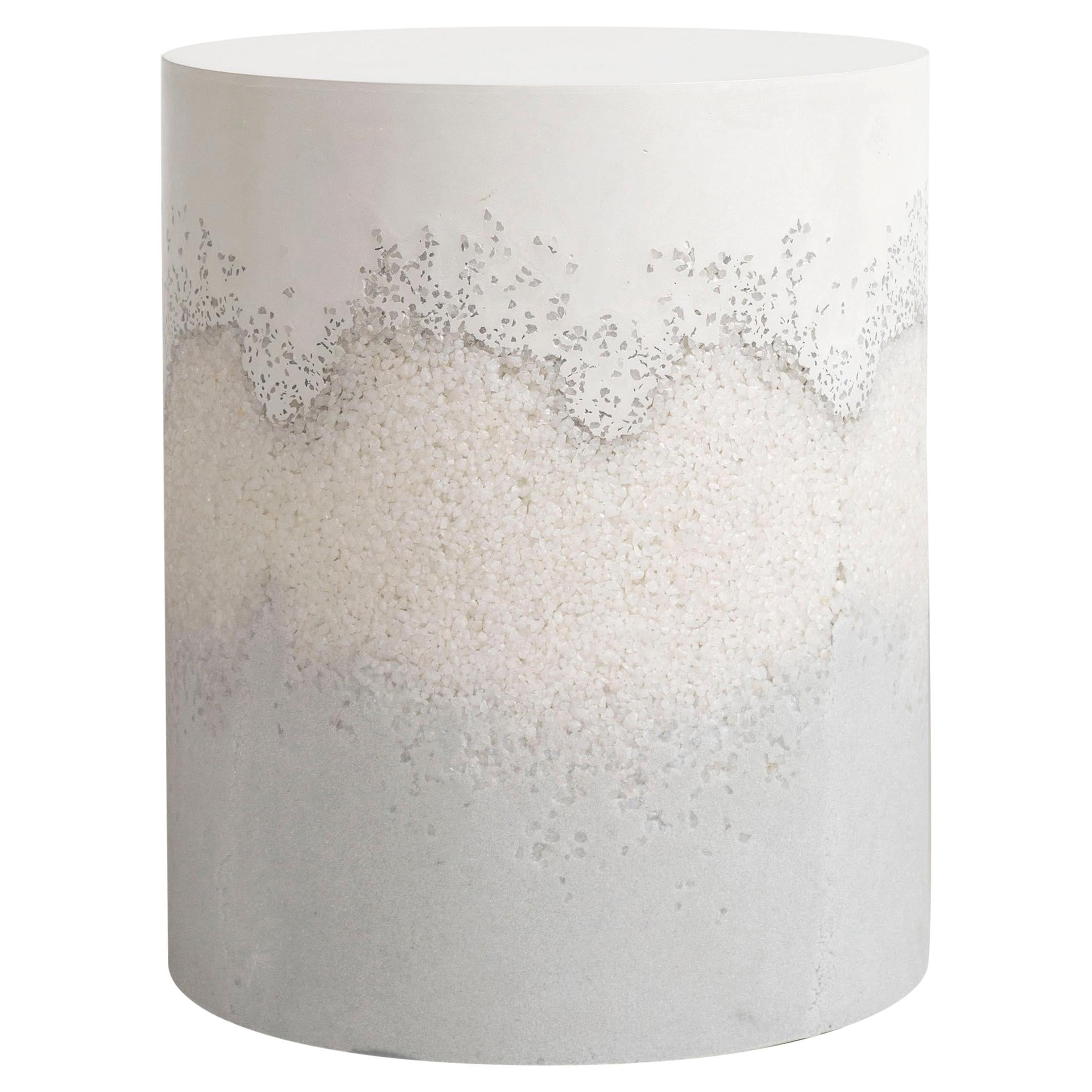 Drum, White Cement, Crystal Quartz and Grey Powdered Glass, Fernando Mastrangelo