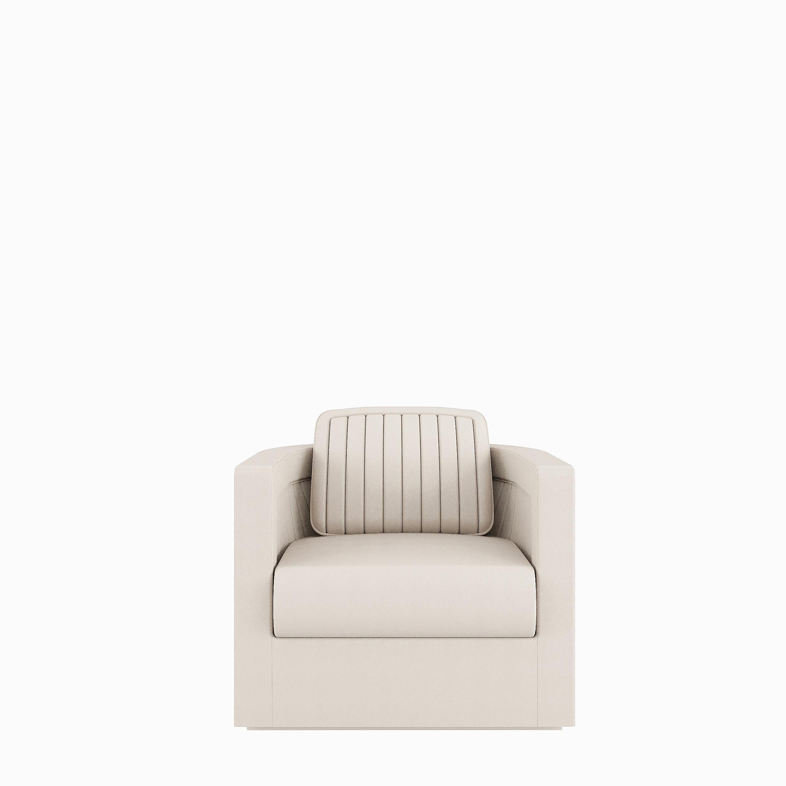 Contemporary DRUMMOND armchair in velvet For Sale