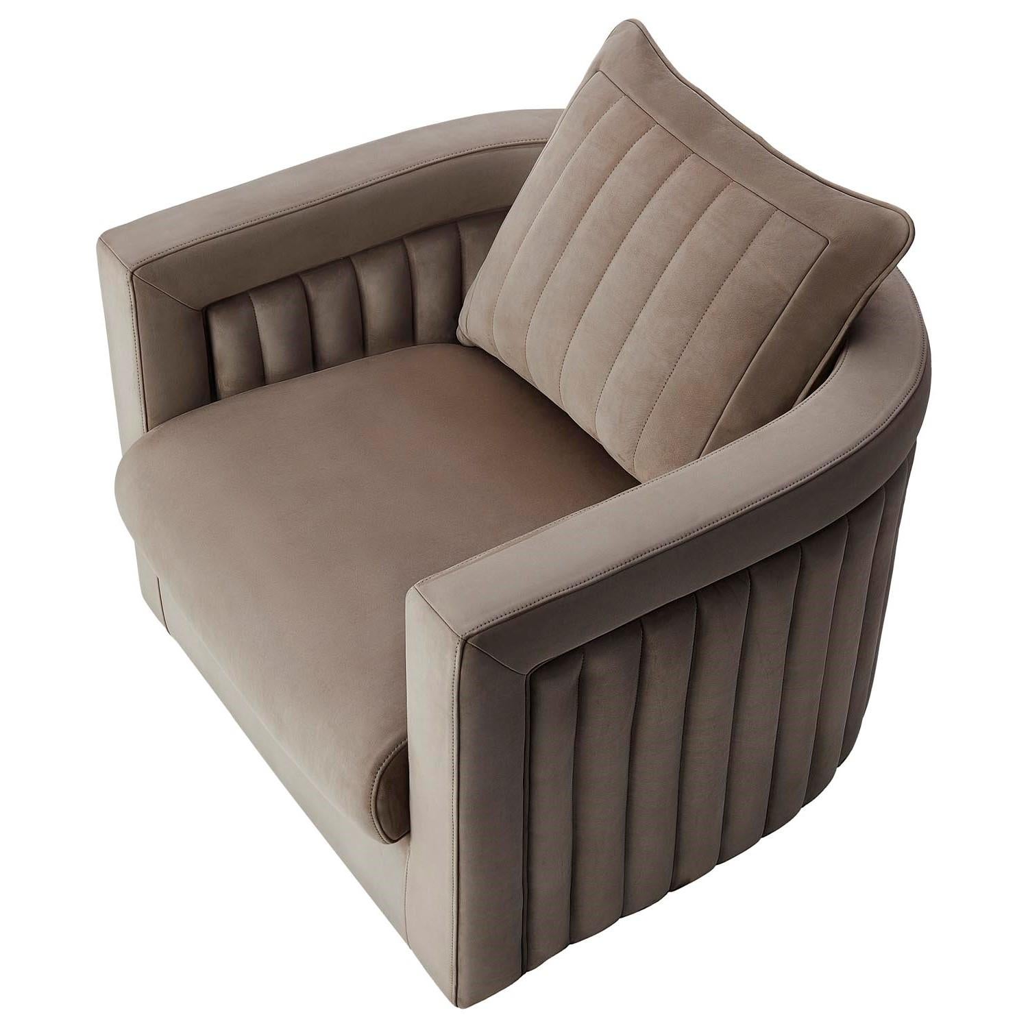 Portuguese DRUMMOND armchair in Natural Leather For Sale
