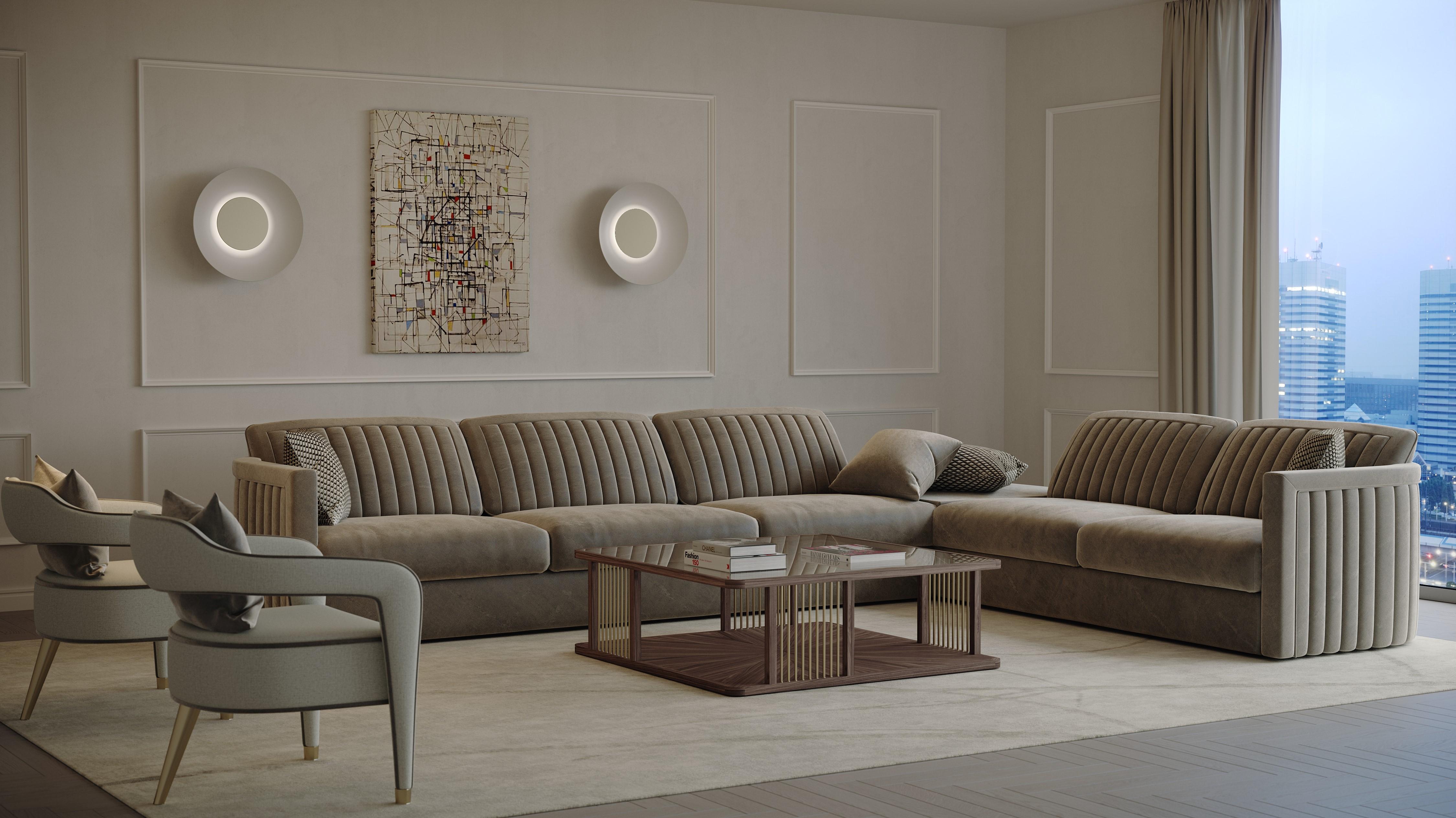 Modulares Trommel-Sofa mit Rücken gesteppter Steppdecke (21. Jahrhundert und zeitgenössisch) im Angebot