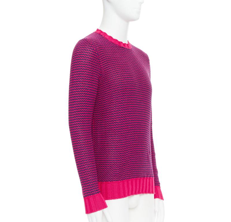 Pink DRUMOHR pink violet cotton knit scallop collar crew sweater IT48 M For Sale