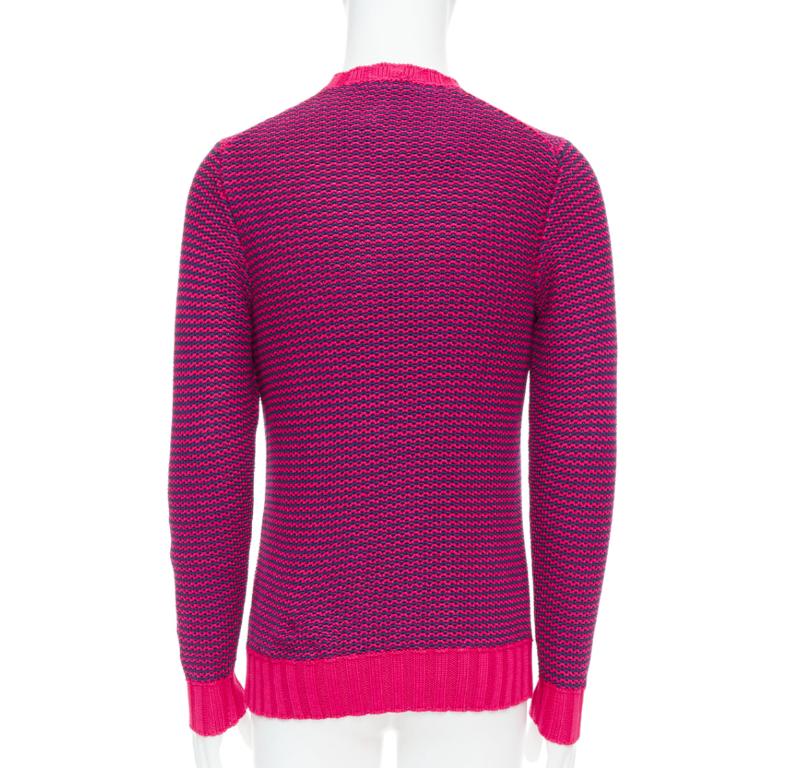 Men's DRUMOHR pink violet cotton knit scallop collar crew sweater IT48 M For Sale