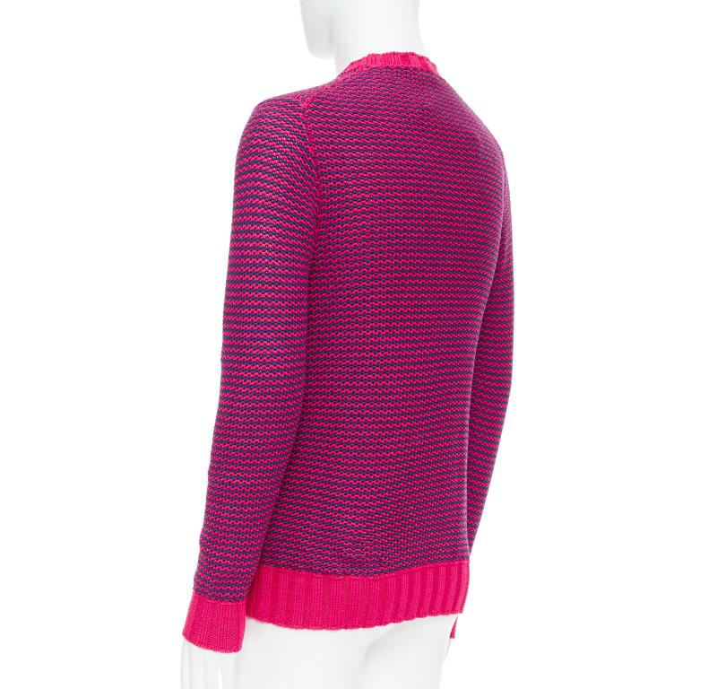 DRUMOHR pink violet cotton knit scallop collar crew sweater IT48 M For Sale 1