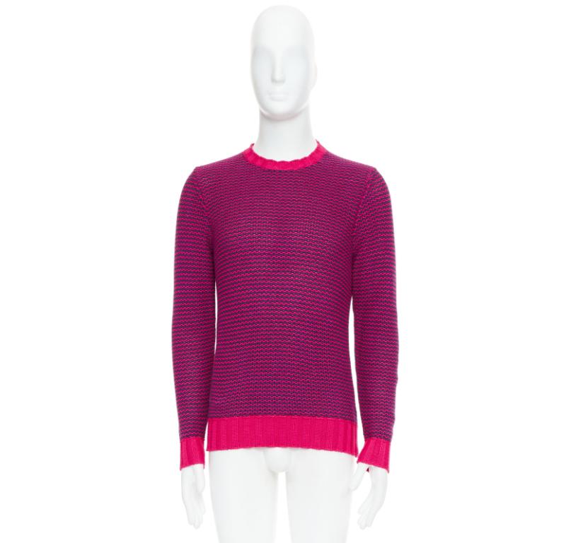 DRUMOHR pink violet cotton knit scallop collar crew sweater IT48 M For Sale 4
