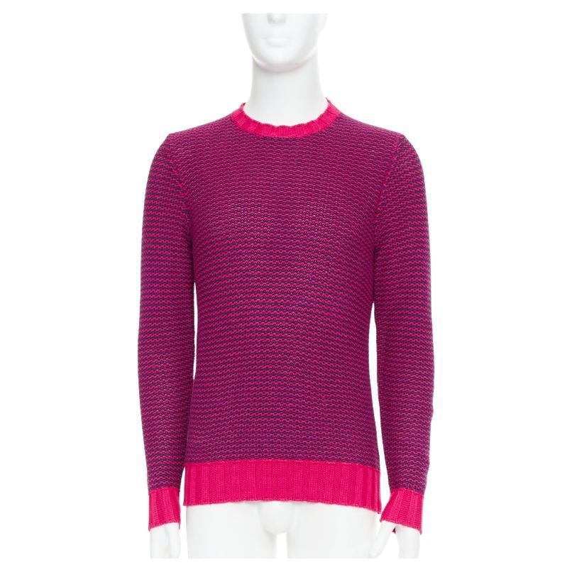 DRUMOHR pink violet cotton knit scallop collar crew sweater IT48 M For Sale