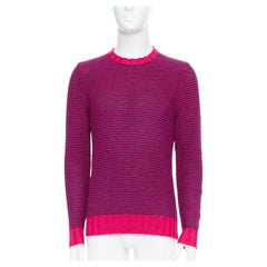 DRUMOHR Rosa violetter Baumwollstrickpullover mit Jakobsmuschelkragen aus Baumwollstrick IT48 M