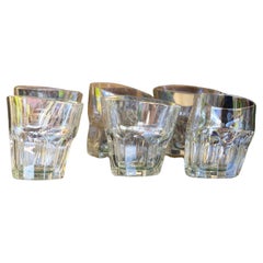 "Drunk glasses" Set of six Pearl glasses in the wood box.