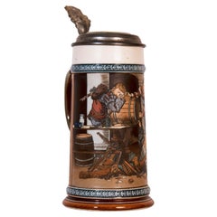 Antique "Drunken Landsknechte" Mettlach Stein