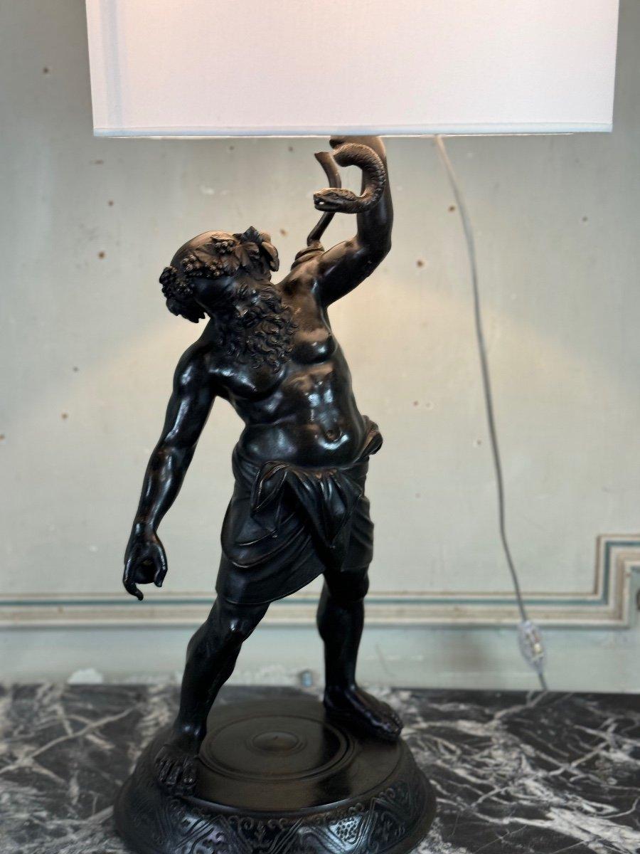 Sileno ubriaco, bronzo antico montato come lampada, XIX secolo in vendita 5