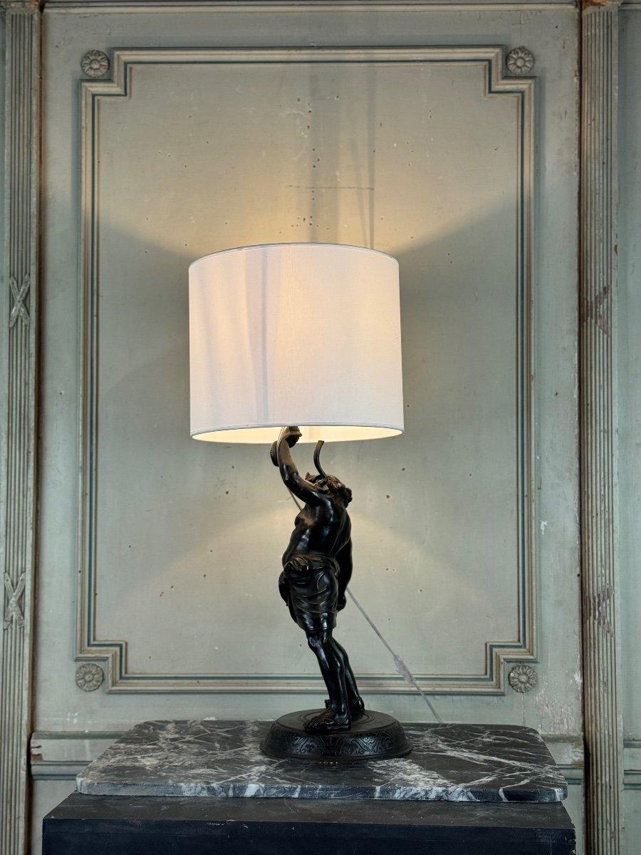 Sileno ubriaco, bronzo antico montato come lampada, XIX secolo in vendita 1