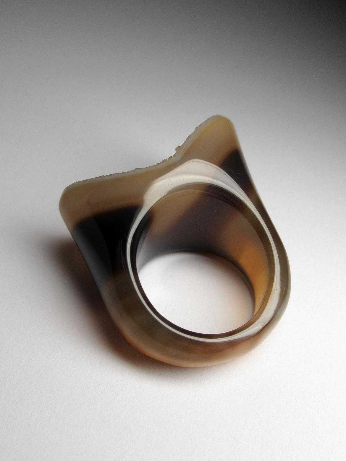 Druzy Agate Quartz Ring Solid Stone Bicolor Gem Jewelry Unisex gift for wife For Sale 6