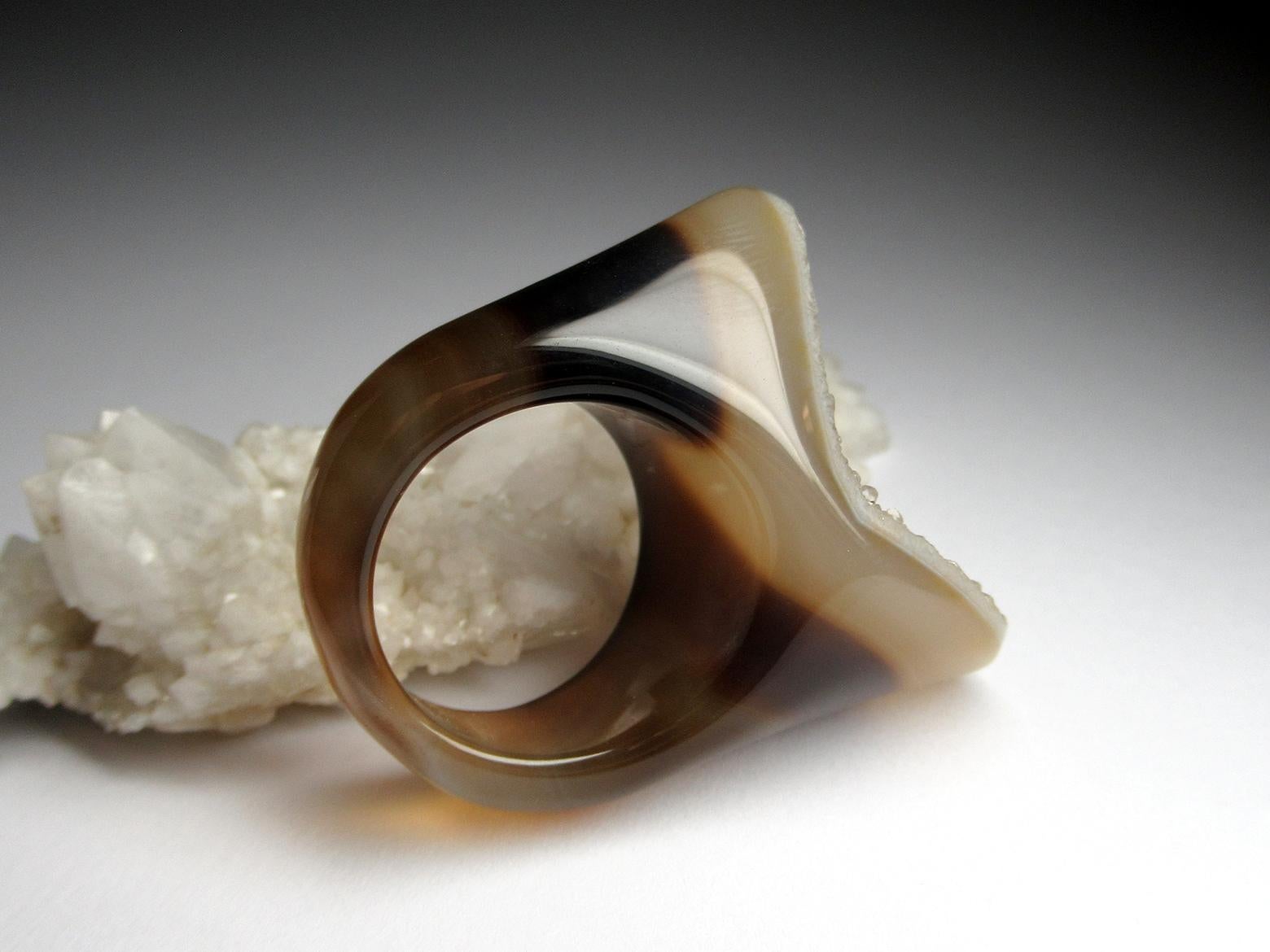 Druzy Agate Quartz Ring Solid Stone Bicolor Gem Jewelry Unisex gift for wife For Sale 9