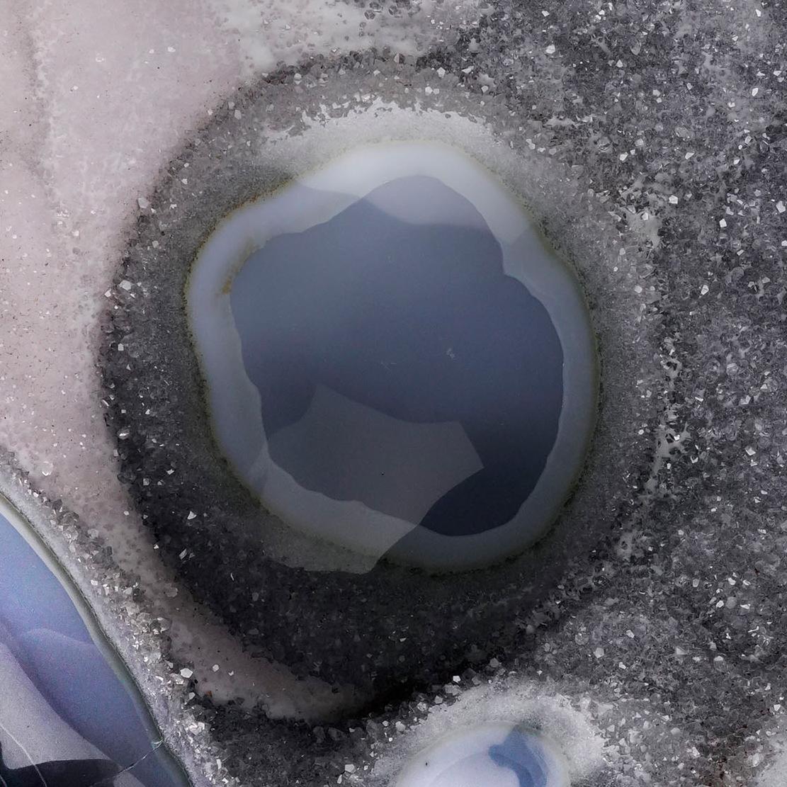 Contemporary Agate Slice on Rotating Metal Base For Sale