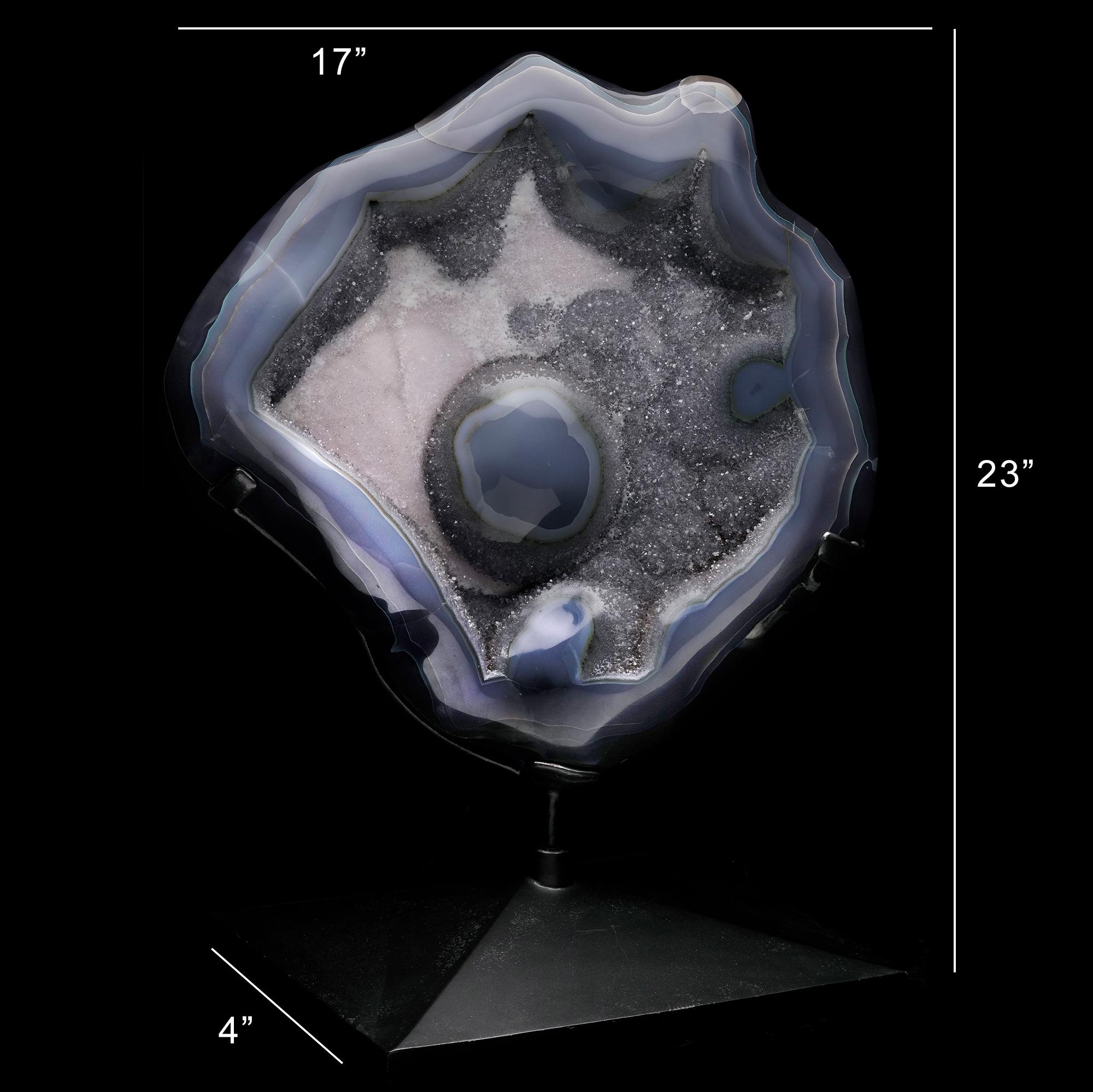 Agate Slice on Rotating Metal Base For Sale 2