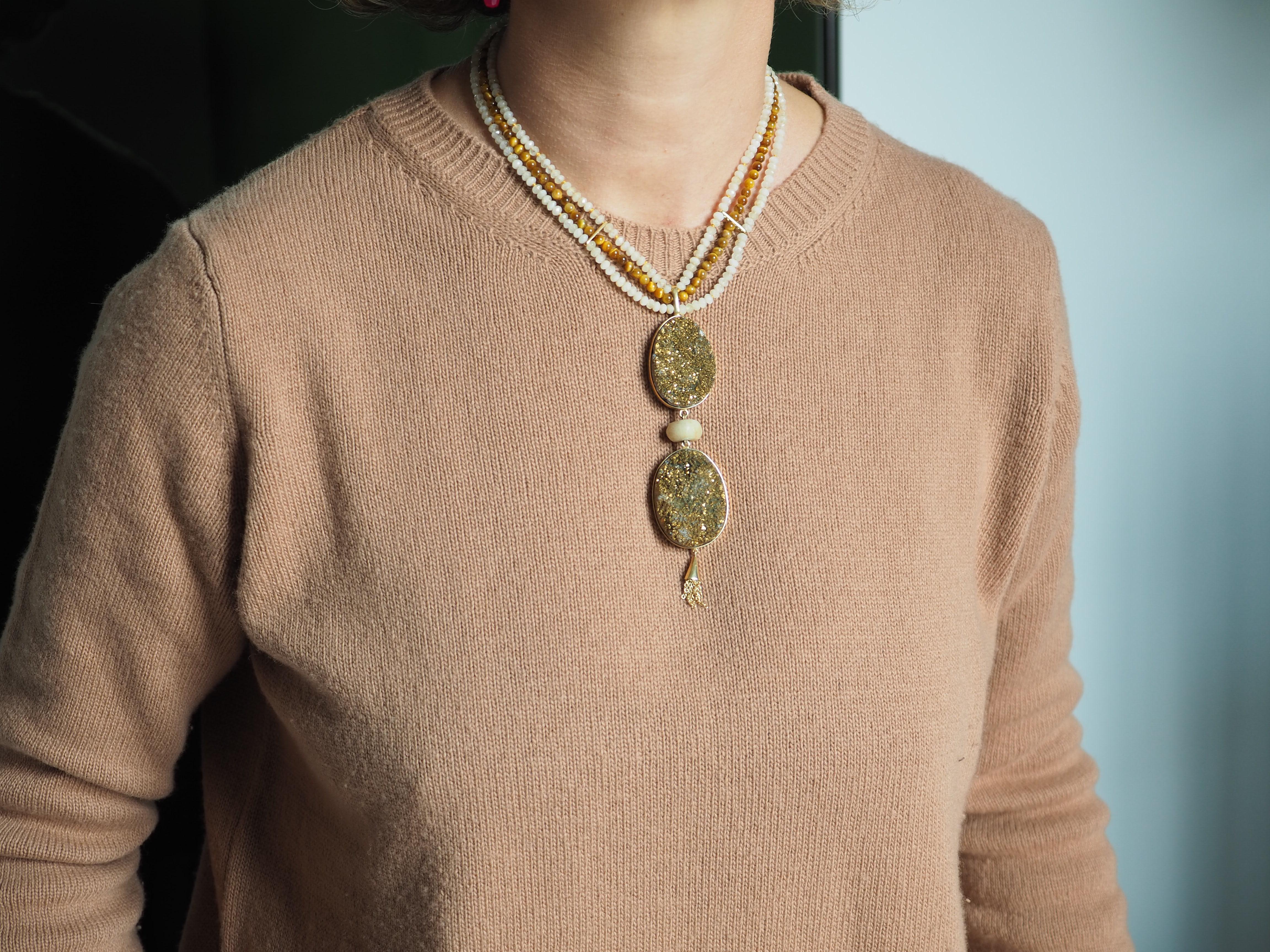 Collana Druzy Oro Occhi di Tigre Opale In condizioni Nuovo in vendita a Milan, IT