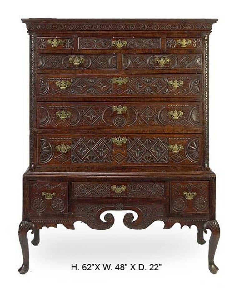 18th Century George Iii Carved Oak Highboy Cabinet For Sale At 1stdibs
