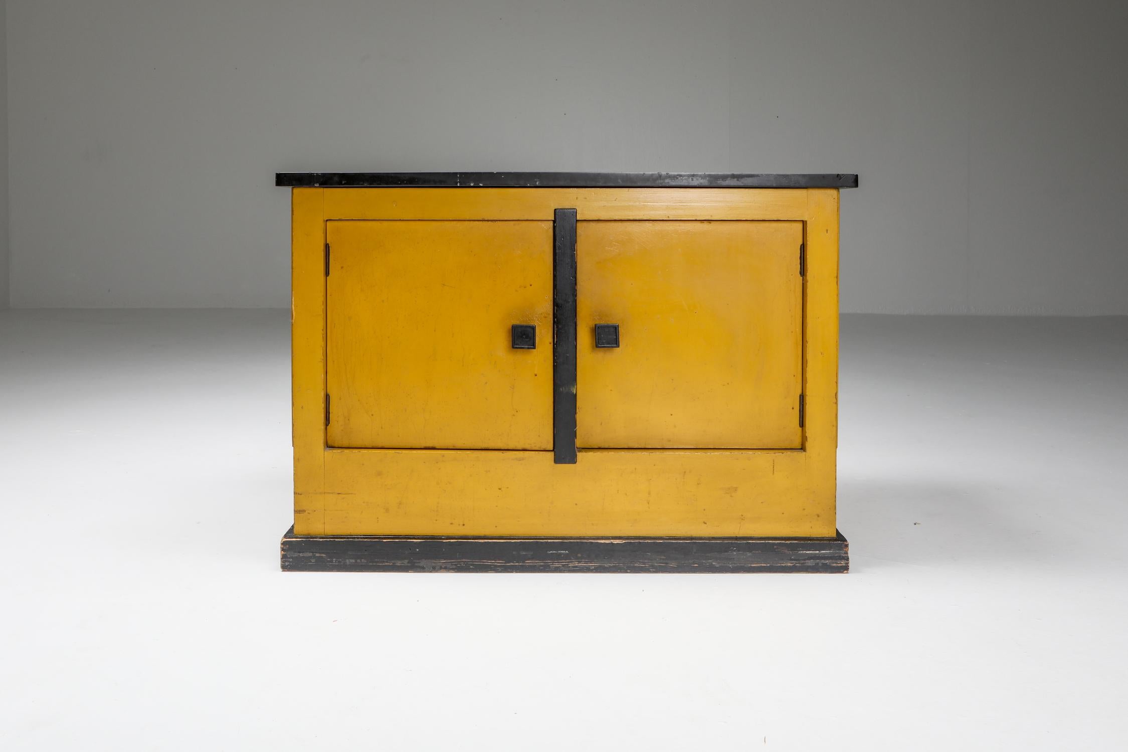 Belgian Black Marble Dry bar Cabinet by Dutch Modernist H.Wouda 1924