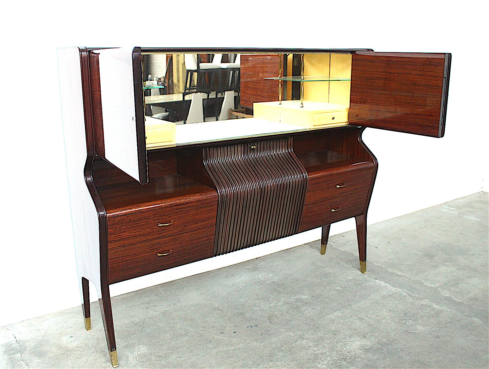 Polished Dry Bar Cabinet Dining Room Service Cupboard or Buffet by Osvaldo Borsani, 1948 For Sale