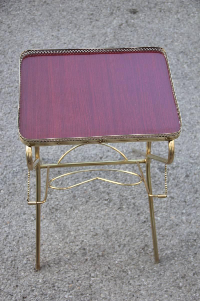 Dry Bar Coffee Table in Brass and Laminated, Magazine Rack Mid-century modern In Excellent Condition For Sale In Palermo, Sicily