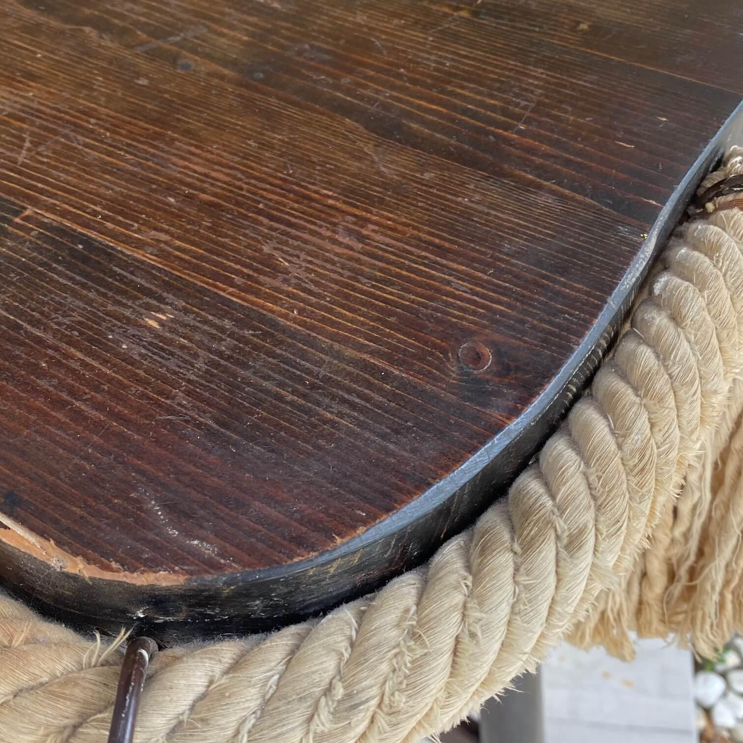 Mid-20th Century Dry Bar in Wood, with a Rope, in the Style of Audoux Minet, France, 1950